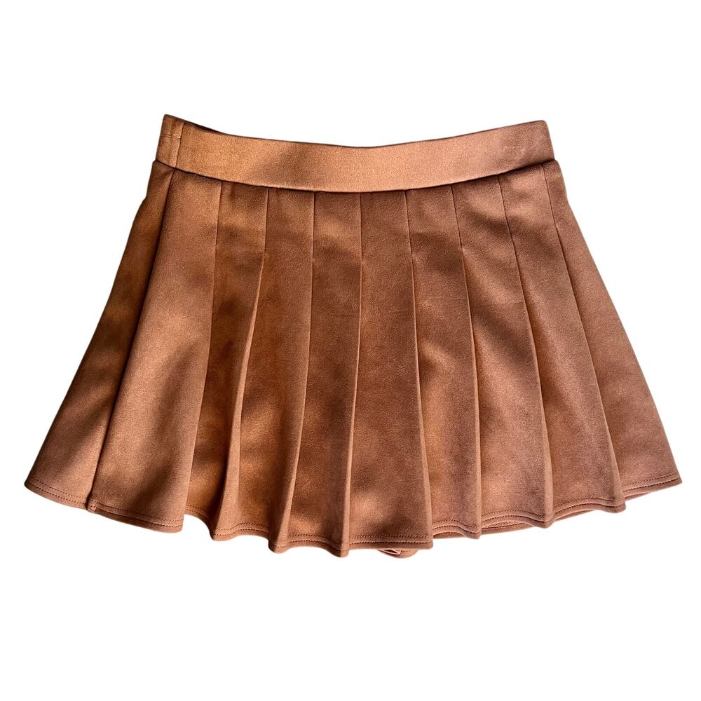 Haute Monde brown suede look pleated skirt  Size M